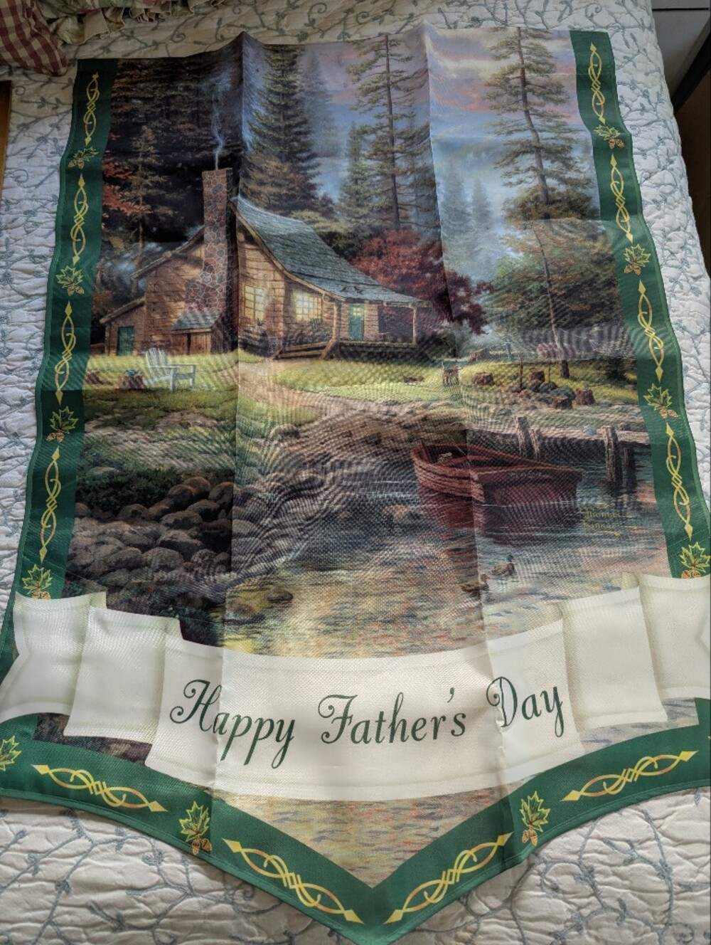 Happy Father's Day large Thomas Kinkade garden flag